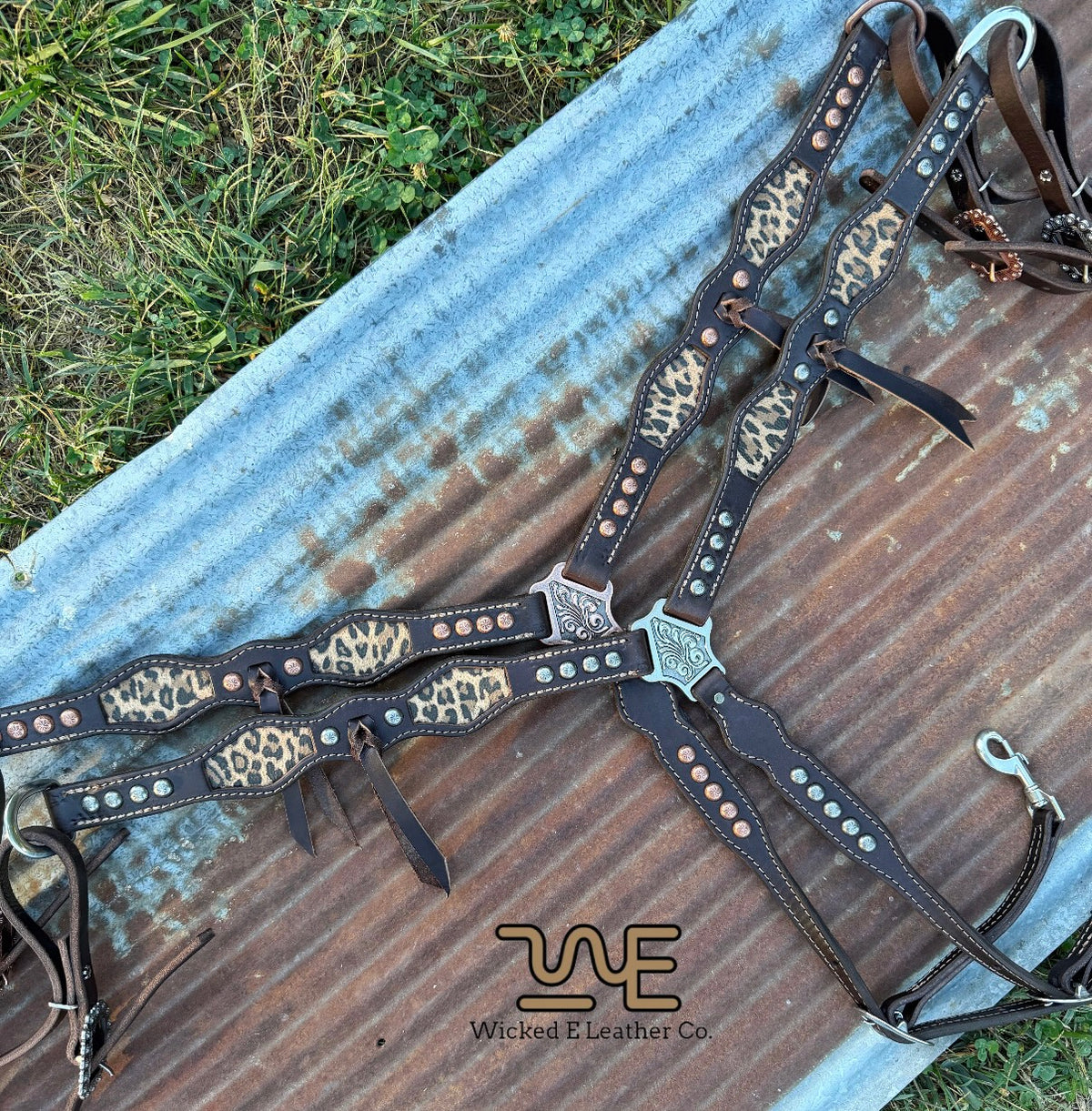 Cheetah inlay w/Fringe Breast collar “Ready to ship”