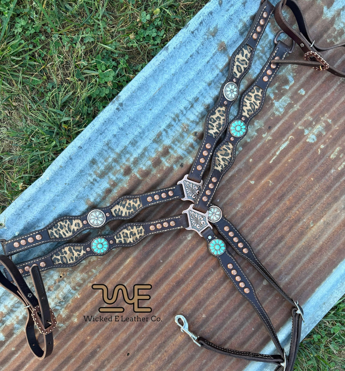 Cheetah Inlay w/Conchos Breast Collars “Ready to ship”