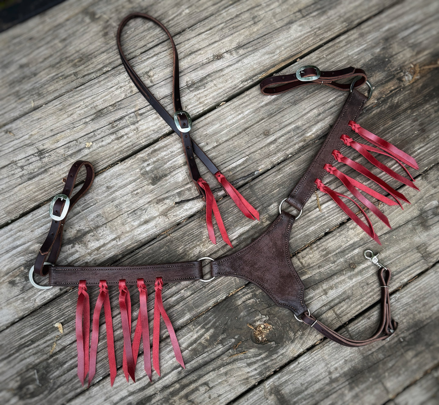 The Red Longhorn Plated Breast Collar