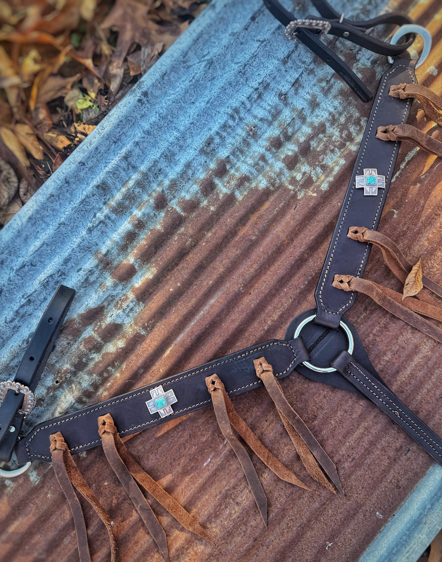 Turquoise Cross Breast Collar