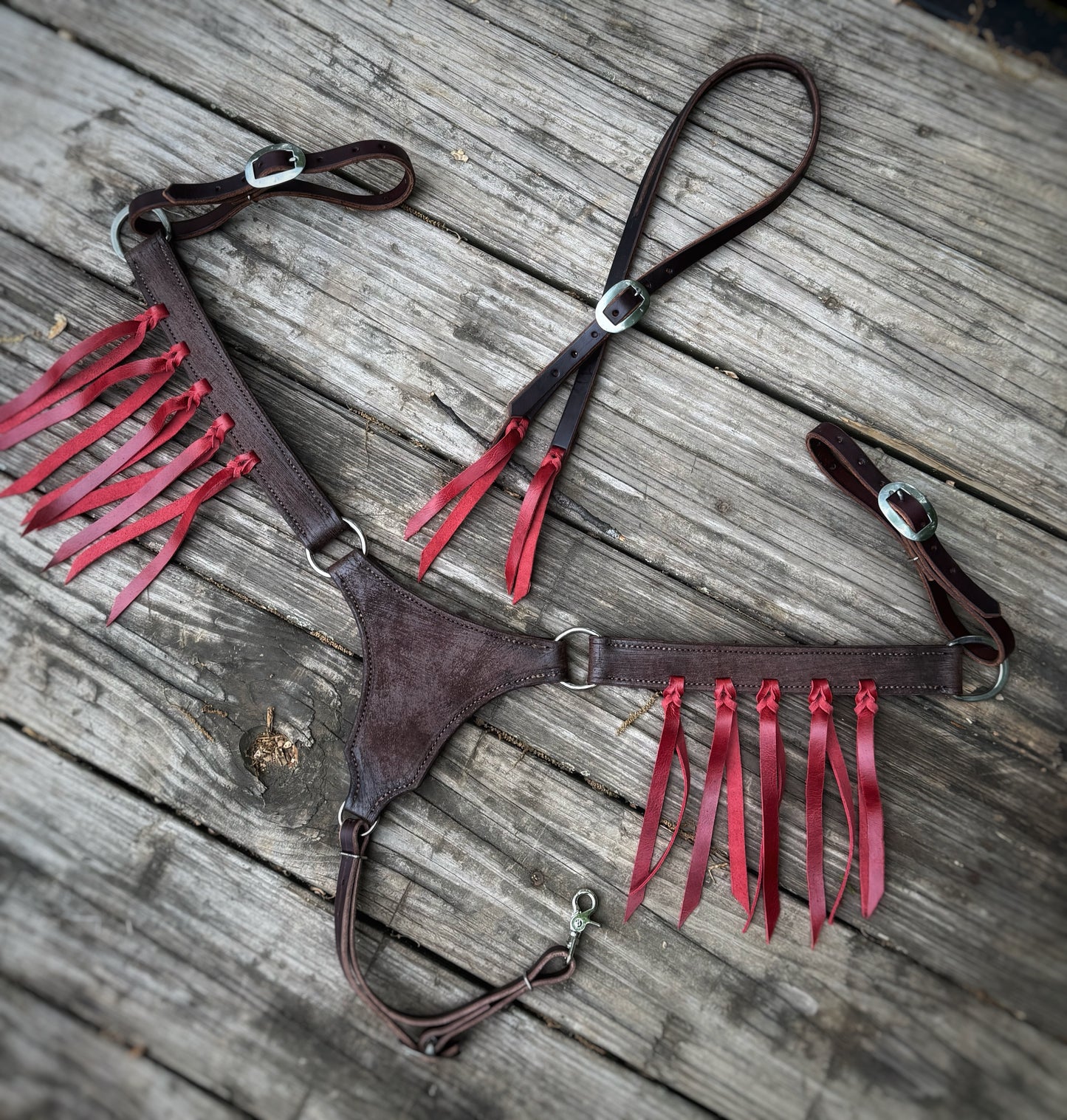 The Red Longhorn Plated Breast Collar