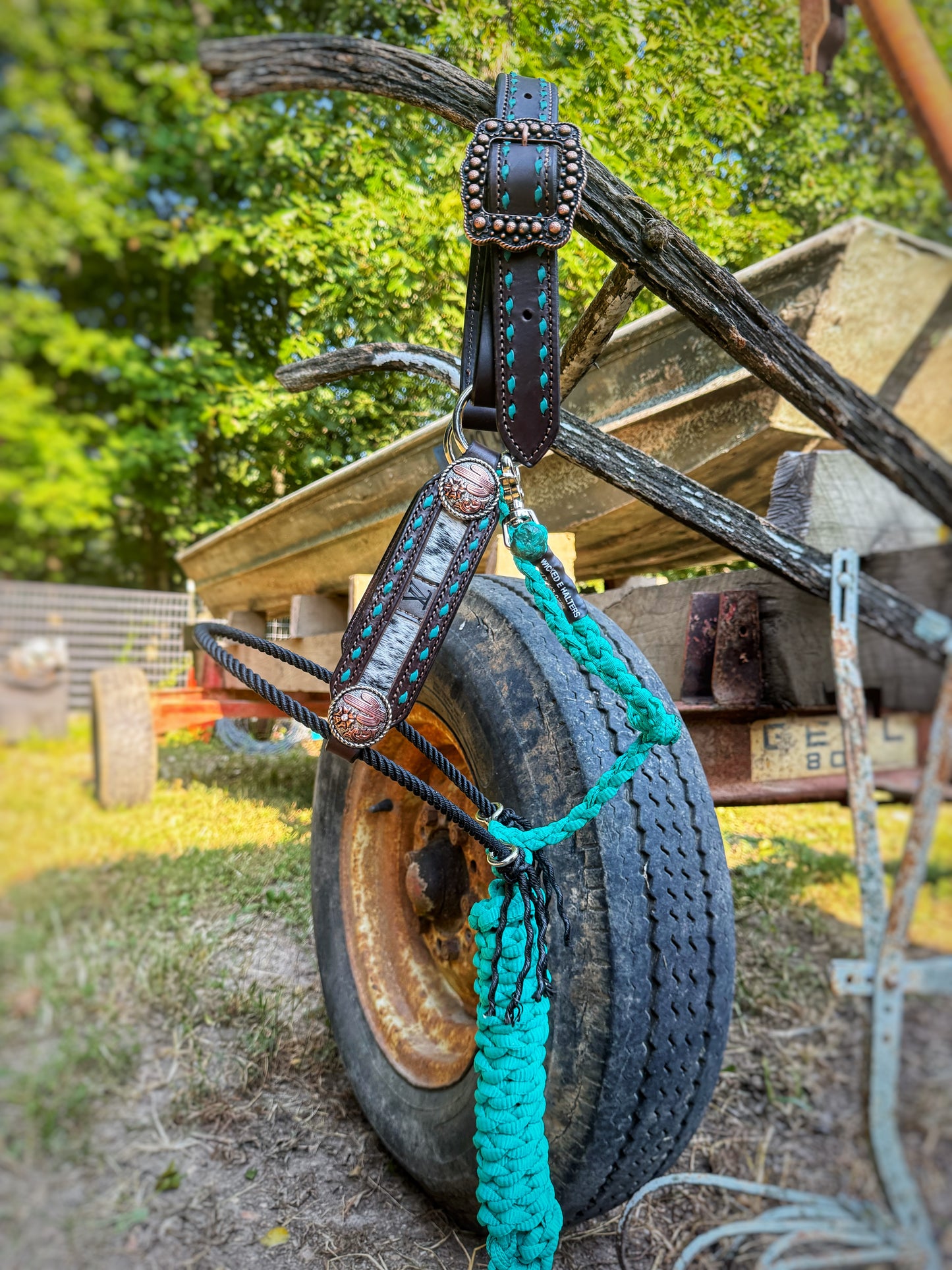 Cowhide designer hybrid halter
