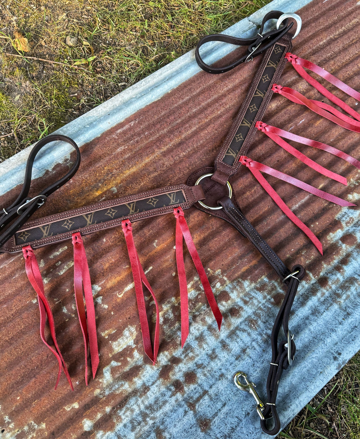 Red Fringe Designer Breast collar “made to order”