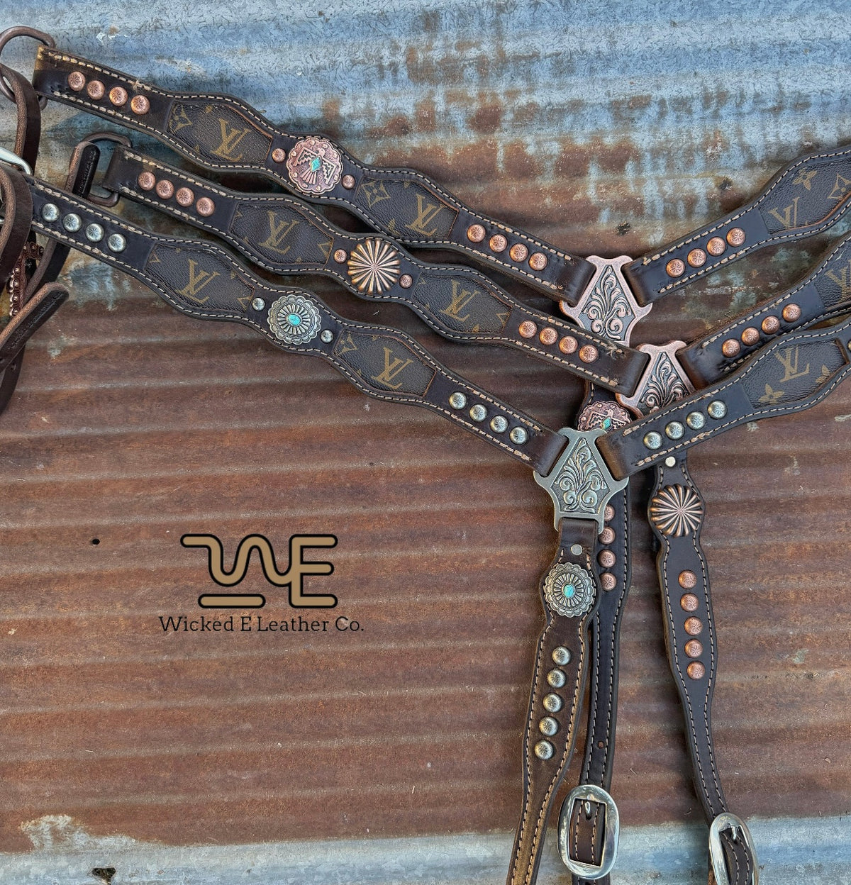 Designer inlay w/Conchos Breast collar “Pick your own hardware”
