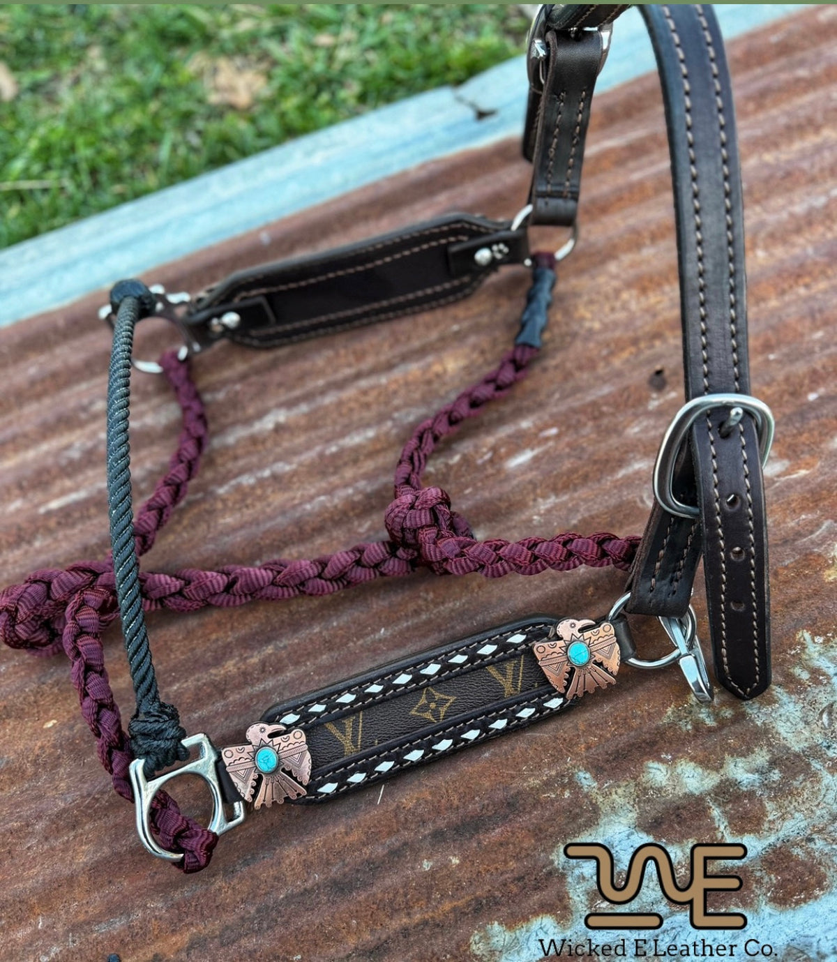 White Buckstitch w/designer inlay “Choose your own hardware/muletape color”