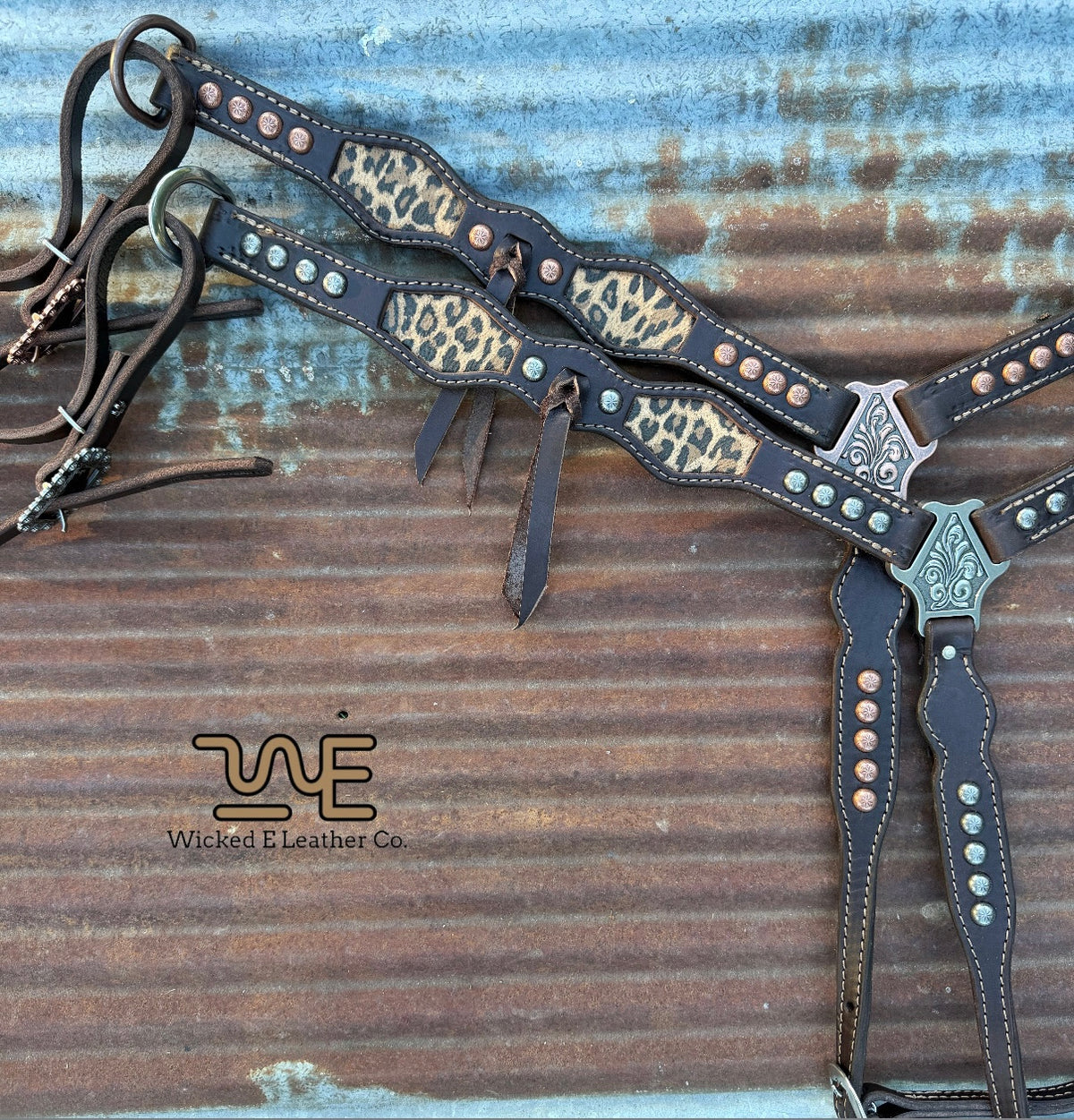 Cheetah inlay w/Fringe Breast collar “Ready to ship”