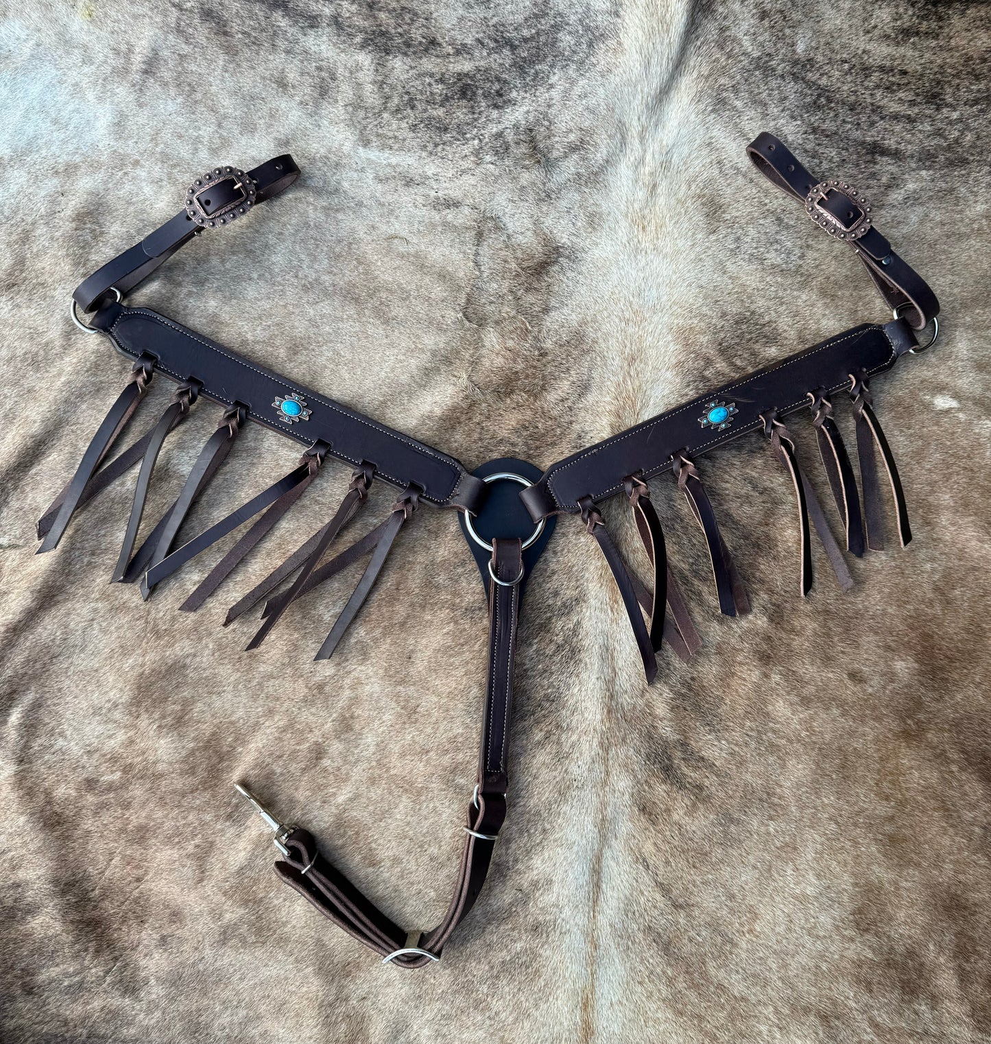 Aztec concho leather Breast collar