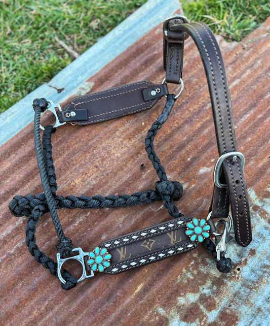 White Buckstitch w/ turquoise working hybrid halter
