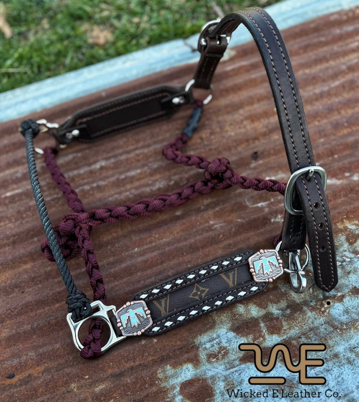 White Buckstitch w/designer inlay “Choose your own hardware/muletape color”