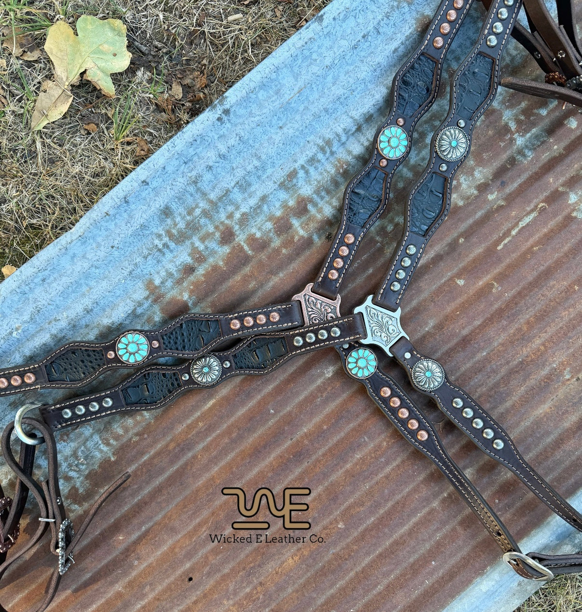 Black Croc inlay  Breast Collars “Ready to ship”