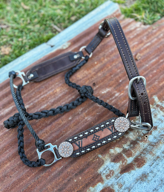 White Buckstitch w/crystal working hybrid halter