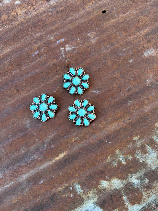 Turquoise flower conchos