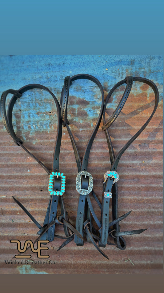 Hot oiled single ear headstall w/fancy buckles