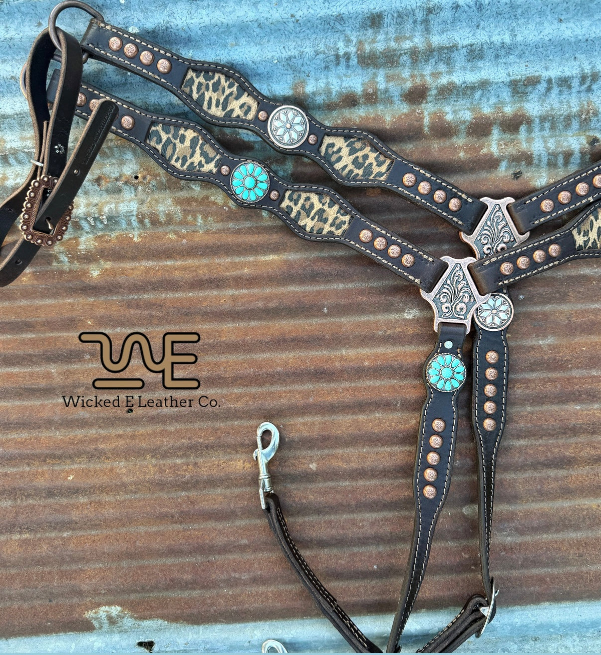 Cheetah Inlay w/Conchos Breast Collars “Ready to ship”