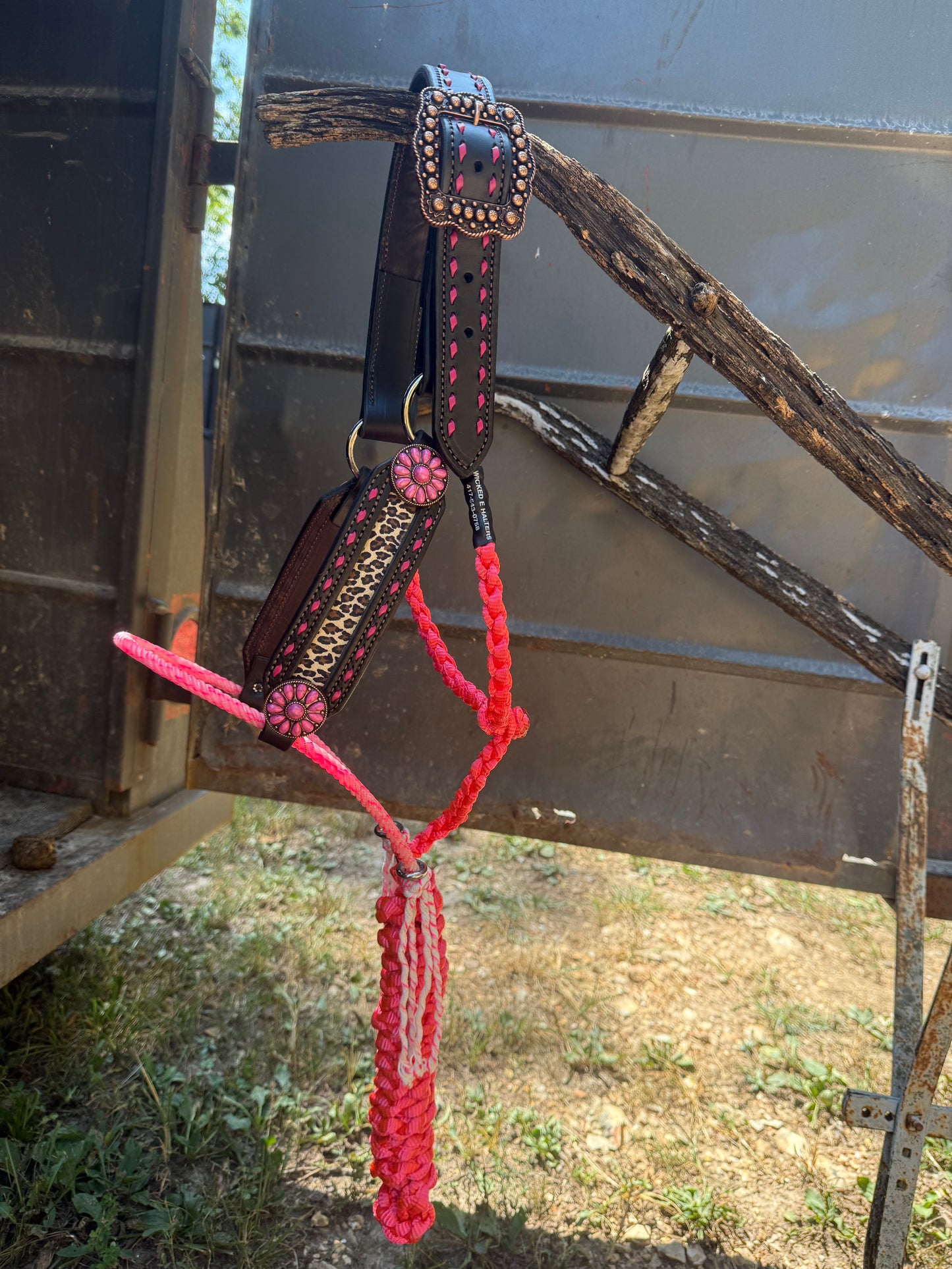 Pink Cheetah hybrid halter “made to order”