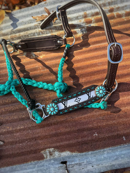 Turq/Turq Lux Working Hybrid Halter “made to order”