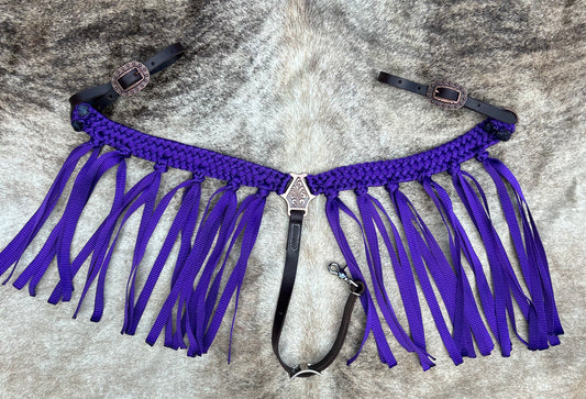 Purple breast collar with antique copper hardware