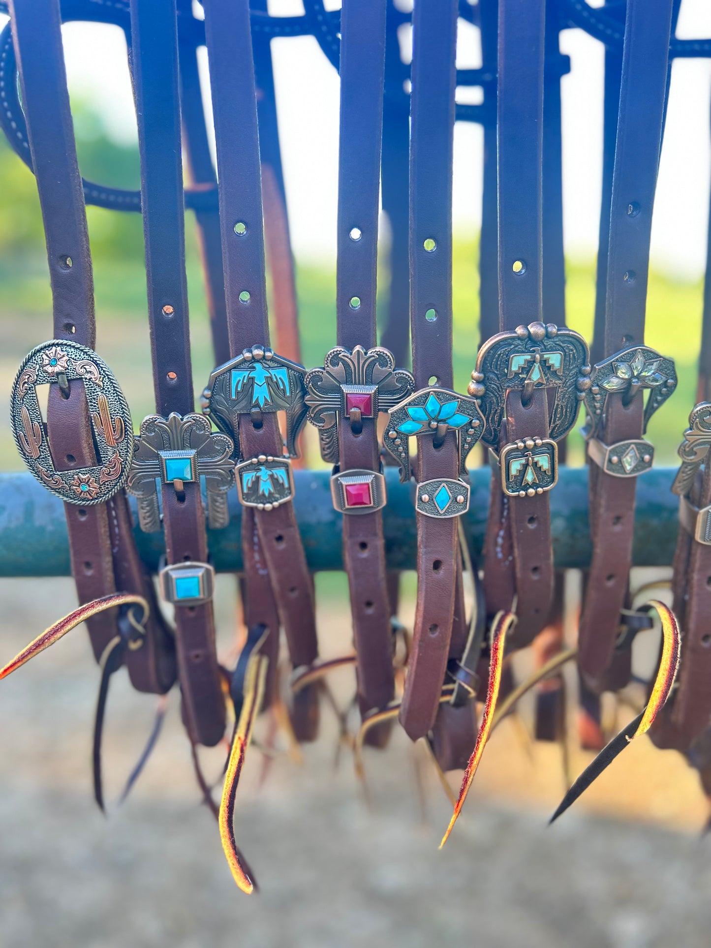 Hot oiled single ear headstall w/fancy buckles