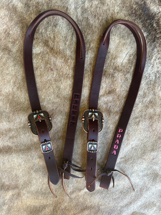 1 inch split ear headstalls w fancy buckles