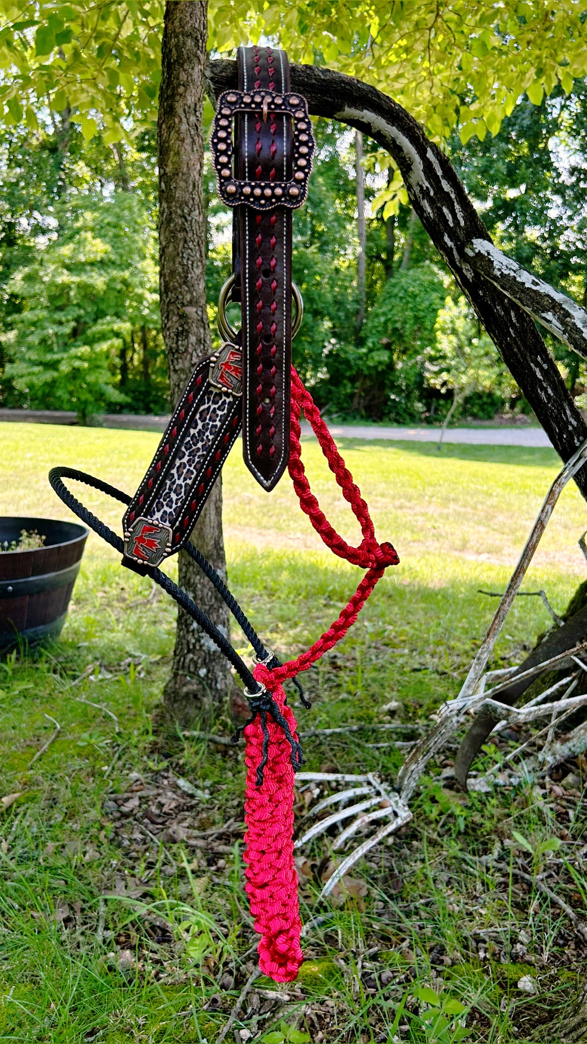 Red thunderbird hybrid halter w/cheetah print